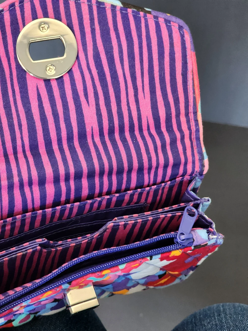 Vera Bradley Purple Multi Floral Quilted Wristlet - Picture 4 of 6